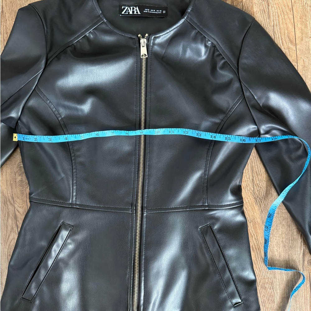 Zara Black Faux Leather Women's Blazer - Picture 4 of 6